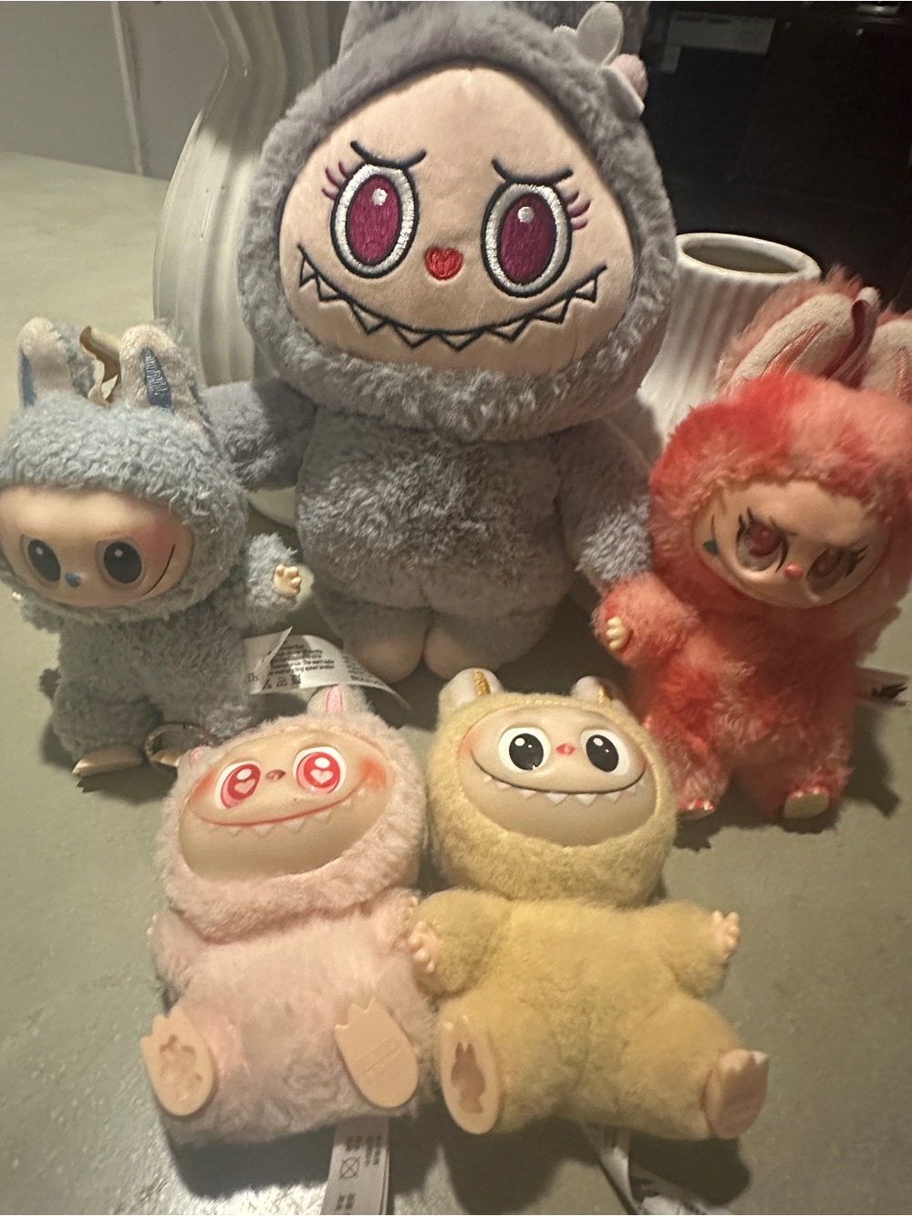 Plush Monster Stuffed Animal - Gray, Pink, Yellow & Orange Soft Toy